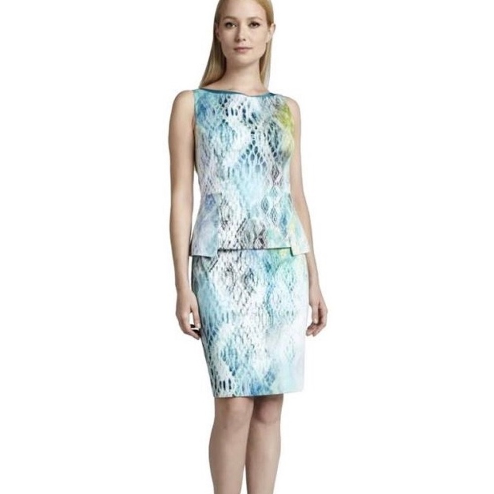 Elle Tahari Snakeskin Peplum Cocktail Dress